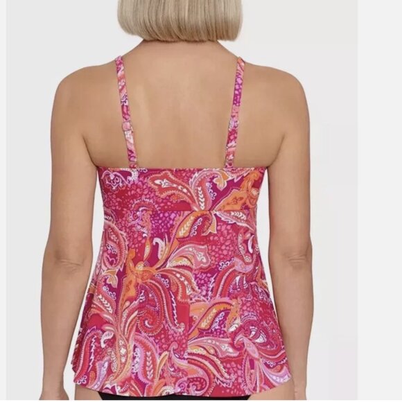 Swim Solutions Printed Paisley Patch Underwire Tankini Top NWT - Picture 3 of 8